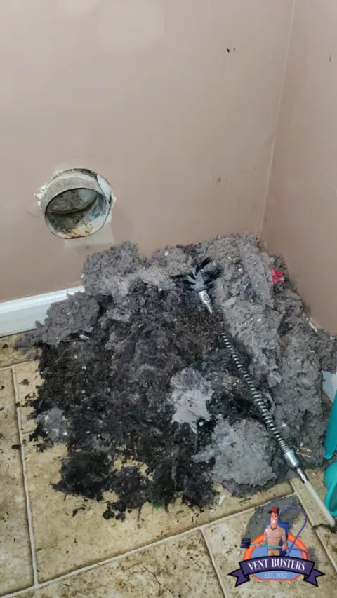 Big pile of lint from dryer vent
