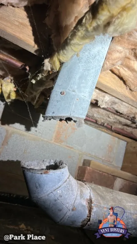 Broken dryer vent in crawlspace Park Place