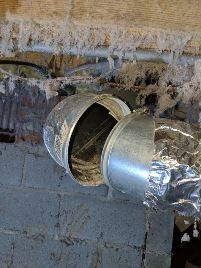Broken dryer vent elbow