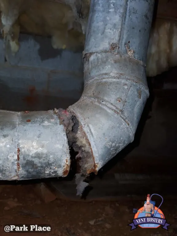 Broken dryer vent in Park Place townhomes Greensboro