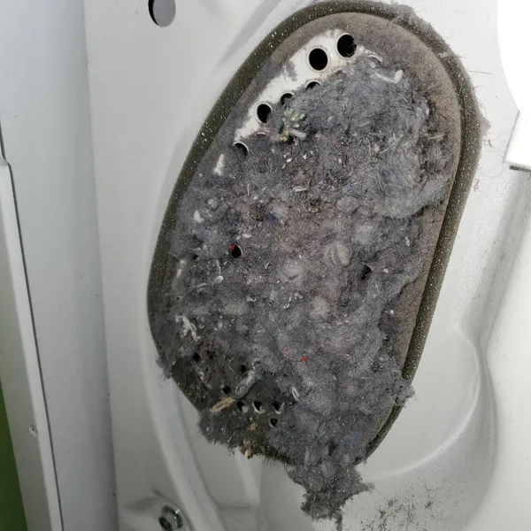 Clogged dryer intake packed with lint