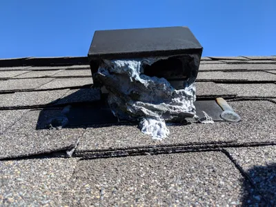 Clogged dryer vent roof cap in the Triad NC