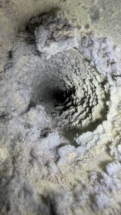 Inside dryer vent before cleaning at The Trellises
