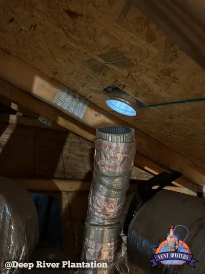 Disconnected dryer vent at roof