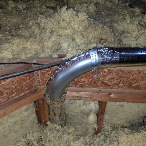 Dryer elbow attic installation