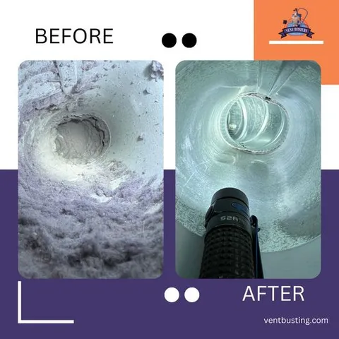 Dryer vent before and after cleaning