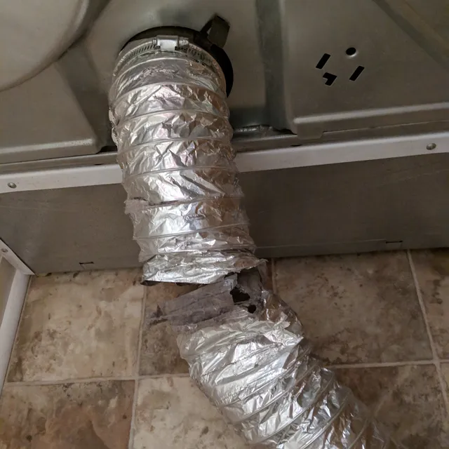 Dryer vent transition hose repair in Greensboro NC