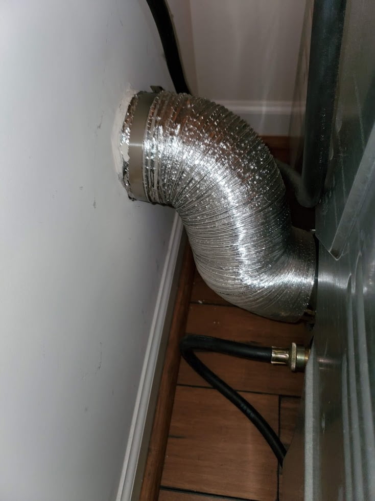 Properly installed dryer vent transition