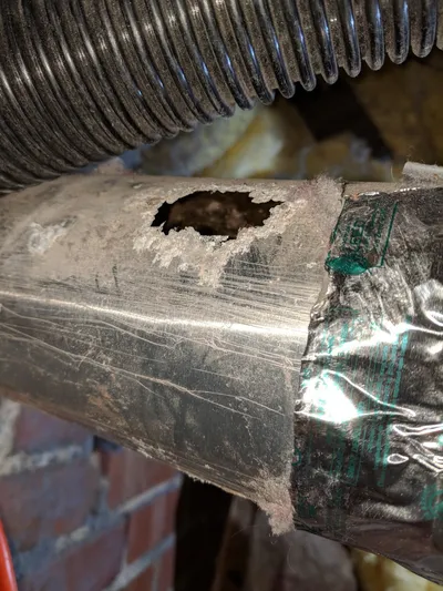 Hole in dryer vent
