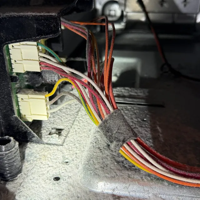 Lint on a Speed Queen dryer control board in Old Irving Park Greensboro
