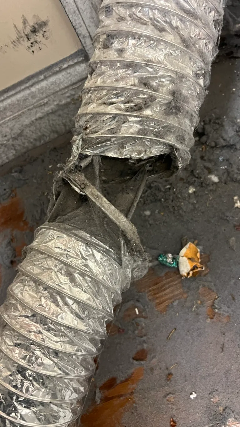 Torn dryer vent hose Whisper Creek