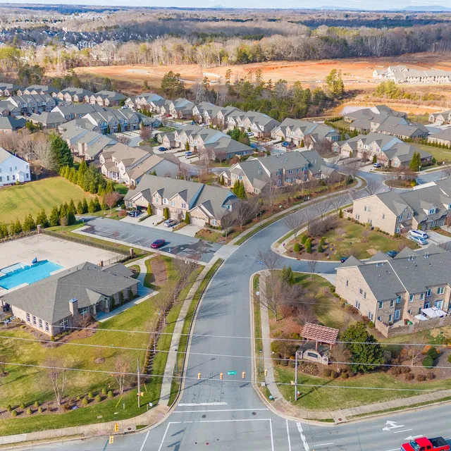 Aerial view of The Trellises townhome community in High Point