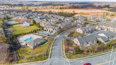 Aerial view of The Trellises townhome community in High Point