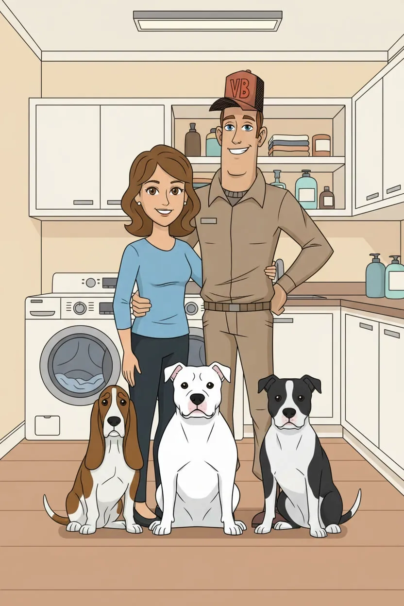 Vent Busters — Mark LeDonne, family, and dogs. Local, family-owned dryer vent cleaning.