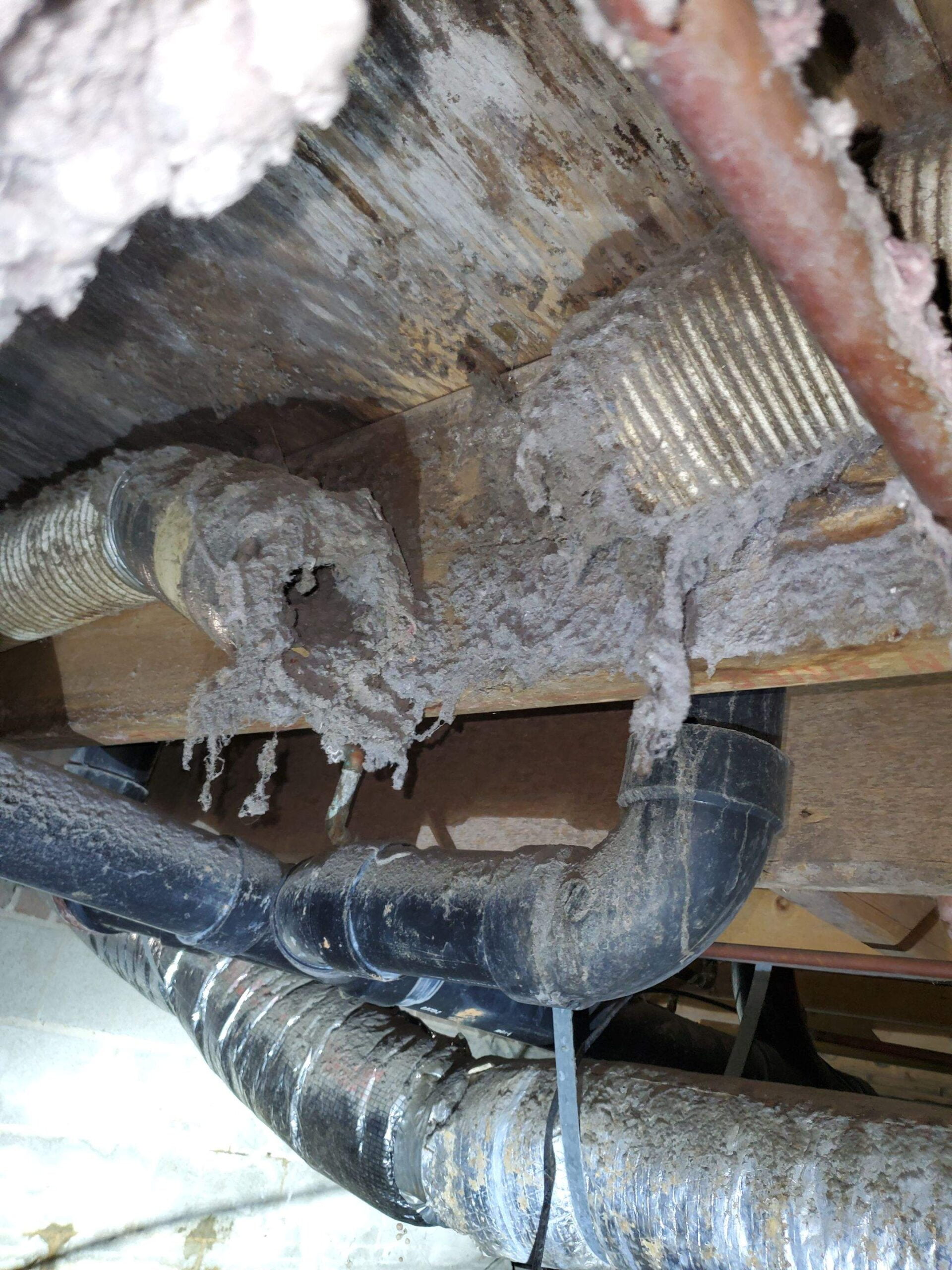 Broken flex vent in crawlspace