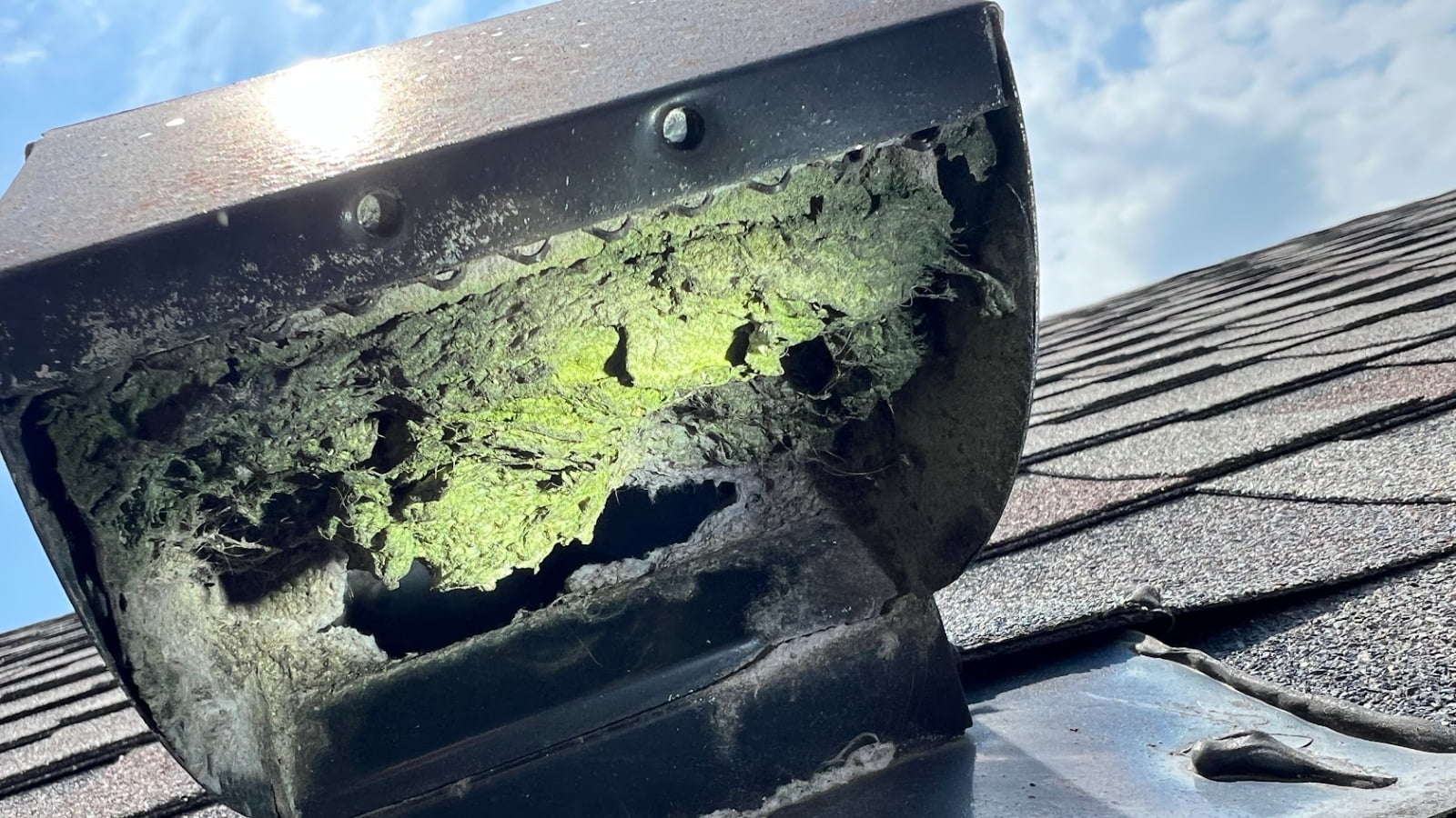 Roof vent cover on rental property