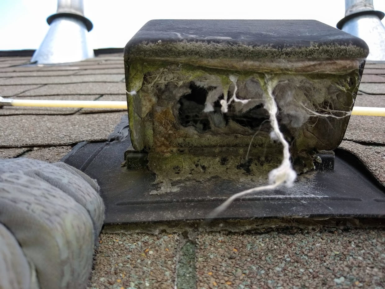 Clogged roof vent cap