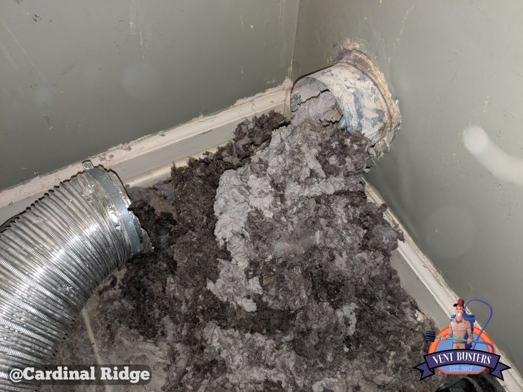 Dryer vent before and after cleaning Cardinal Ridge
