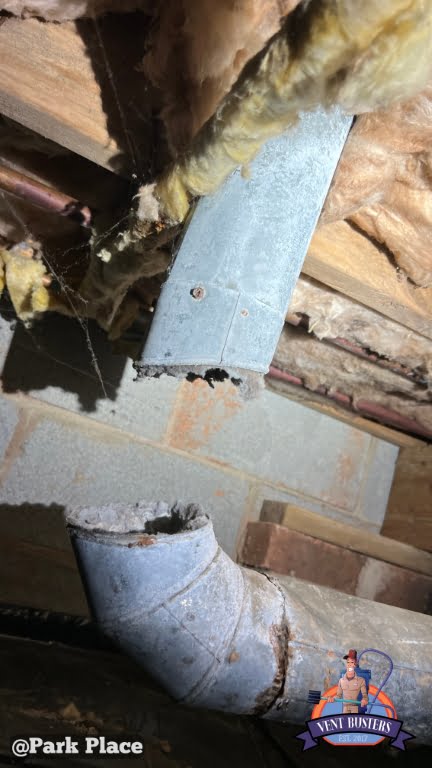 Broken dryer vent in crawlspace Park Place