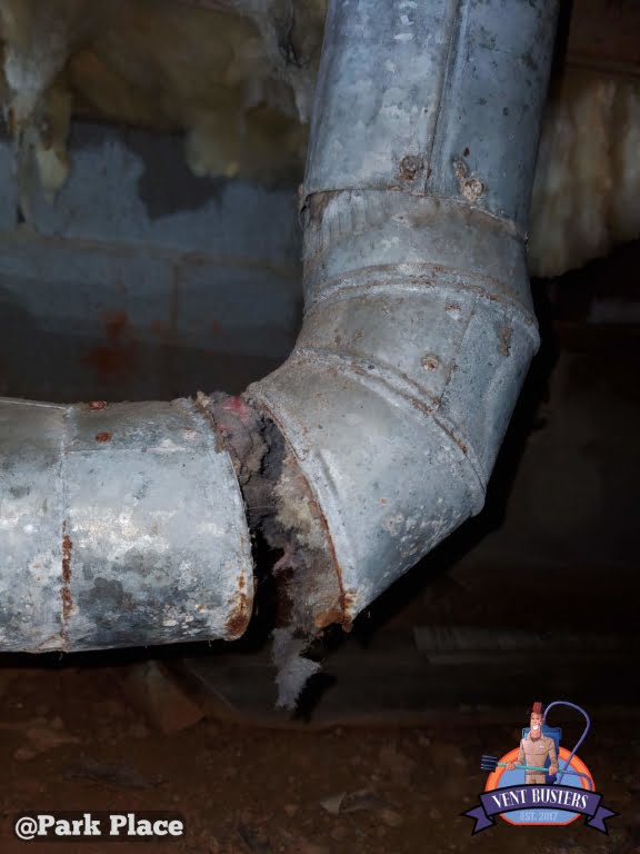 Broken dryer vent in Park Place townhomes Greensboro