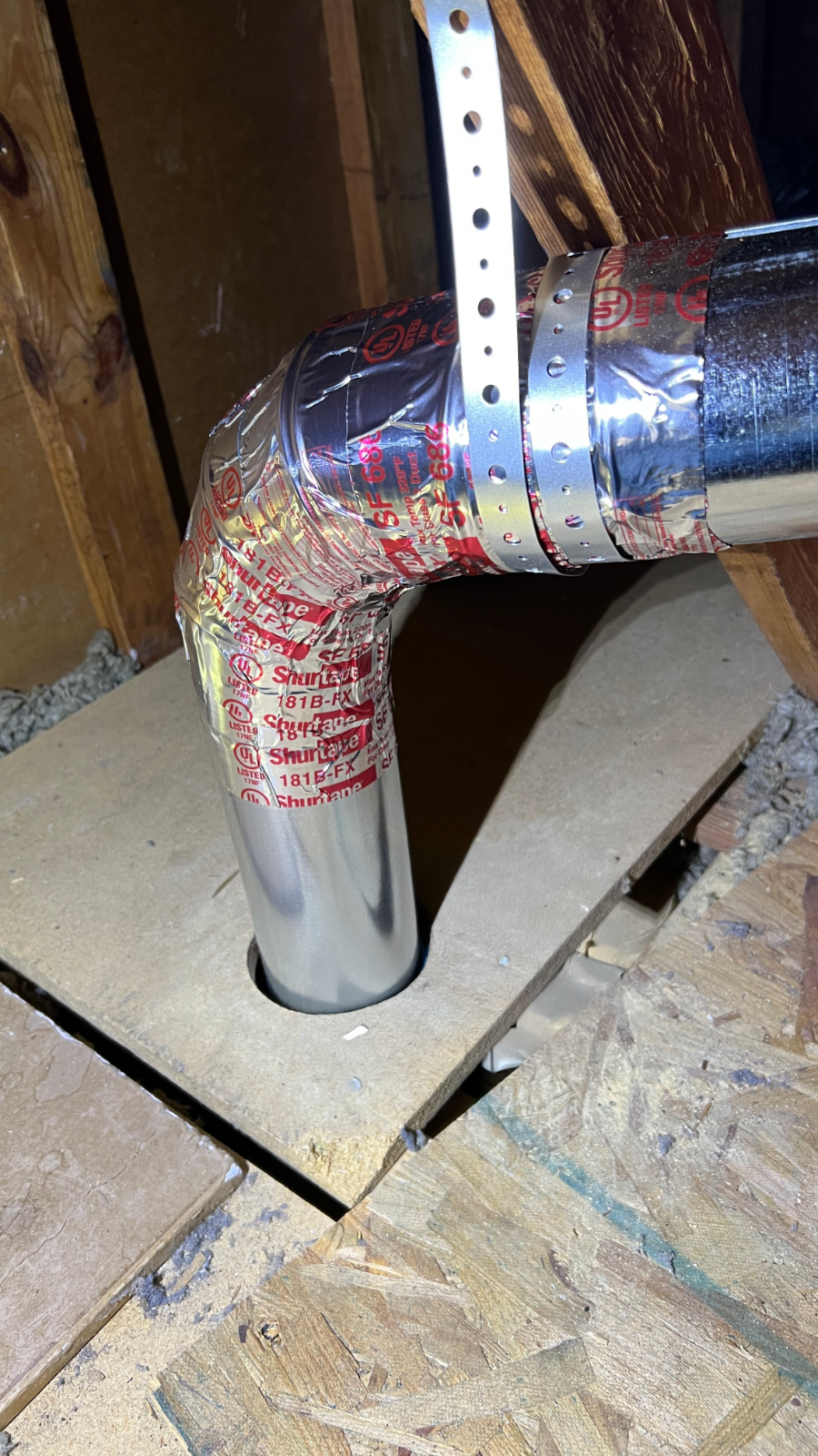 Long radius turn into the attic