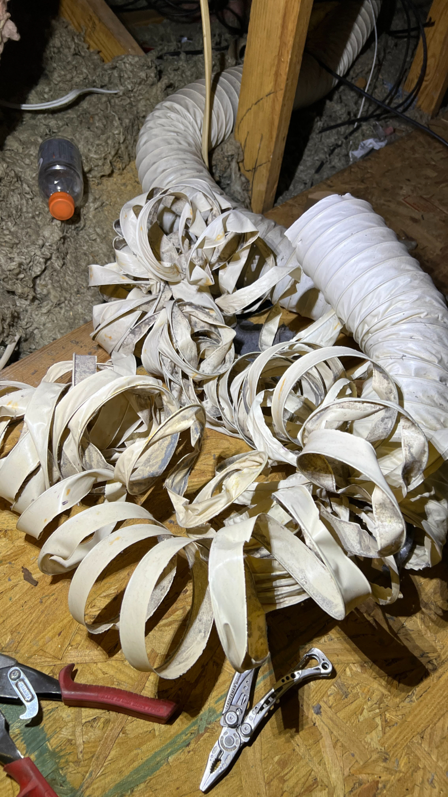 Shredded plastic dryer vent